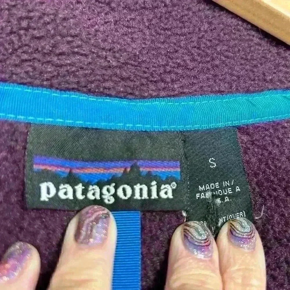 PATAGONIA Fleece Half Snap Pullover Sweatshirt Purple Women Small Mock Neck - Picture 9 of 10